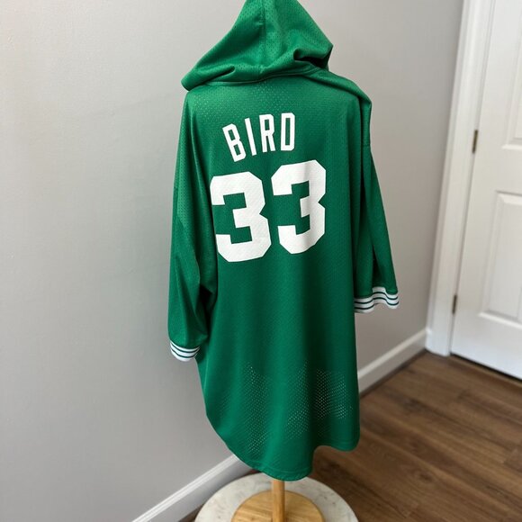 Mitchell & Ness Authentic Jersey Celtics Larry Bird Short Sleeve Hoodie Sz 4XLT - Picture 12 of 14